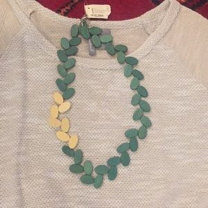 NWT Green and yellow wooden necklace